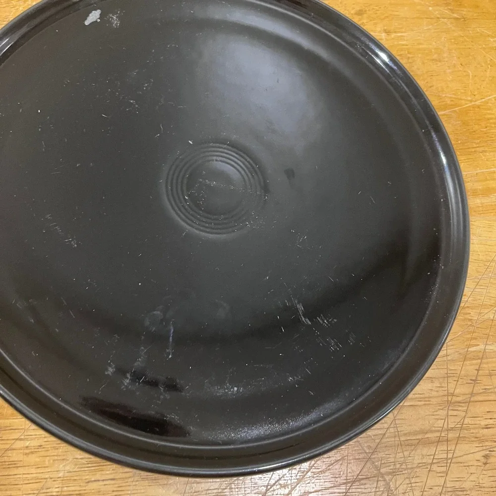 Fiesta Black Pizza Pan Baking Stone 12 inch Ceramic Serving Tray Vtg Style USA